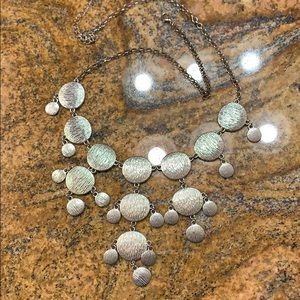 Silver bib style disc necklace